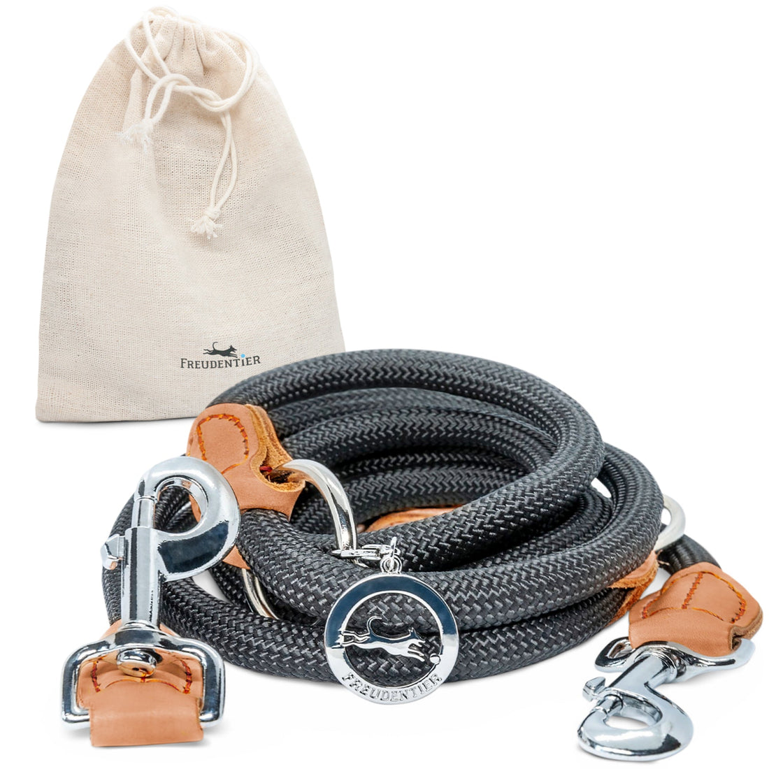 Runde Hundeleine in 2m & 3m - Model Harmony in Schwarz