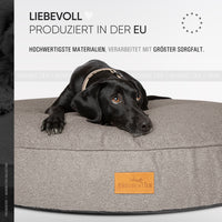 Rundes Orthopädisches Hundebett - Murmeltier in Dunkelgrau