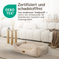 Orthopädisches Hundebett aus Teddy - Kuschelbär Kollektion in Greige
