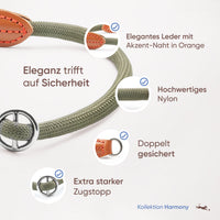 Hundehalsband mit Zugstopp - Harmony Kollektion in waldgrün
