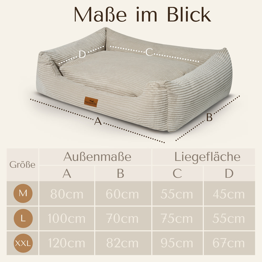 Orthopädisches Hundebett aus Cord - Cordelle in Creme