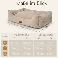 Orthopädisches Hundebett aus Teddy - Kuschelbär Kollektion in Greige