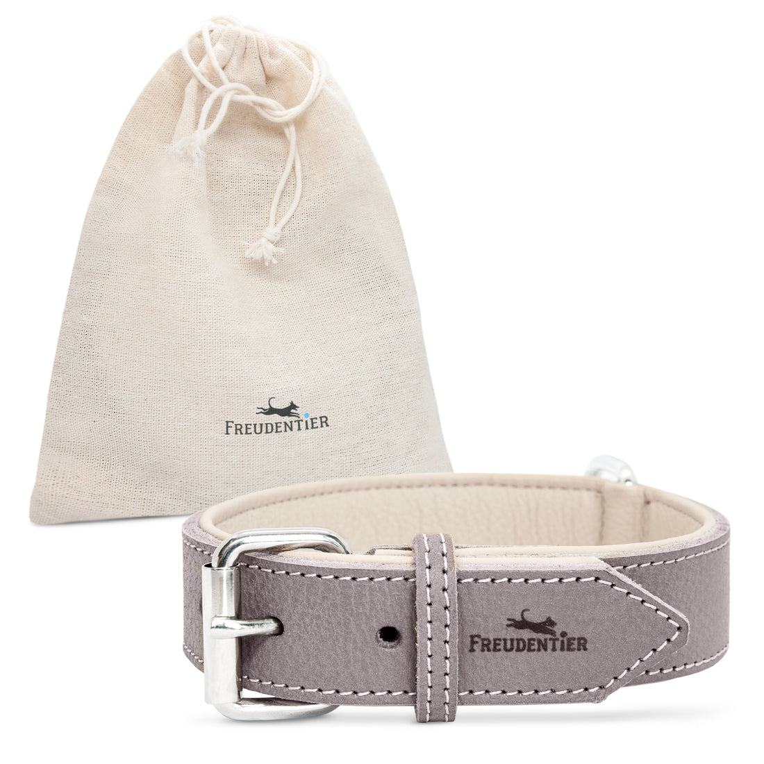 Hundehalsband aus Leder - Amstelpark Kollektion in Graubraun