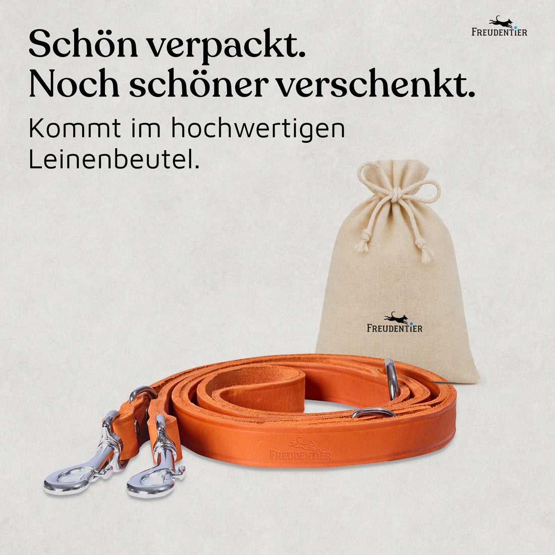 NEU: Hundeleine aus Leder - Alsterufer Kollektion in Sunset Orange