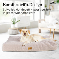 NEU: Orthopädisches Hundekissen aus Teddy - Kuschelbär Kollektion in Greige