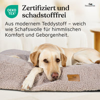 NEU: Orthopädisches Hundekissen aus Teddy - Kuschelbär Kollektion in Greige