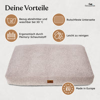 NEU: Orthopädisches Hundekissen aus Teddy - Kuschelbär Kollektion in Greige