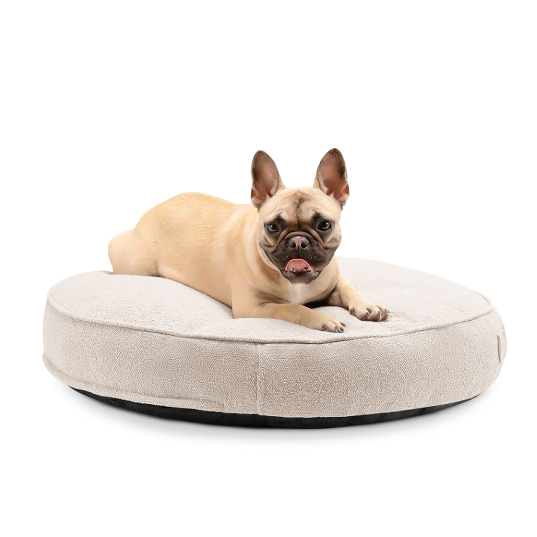Rundes Orthopädisches Hundebett - Murmeltier in Hellgrau