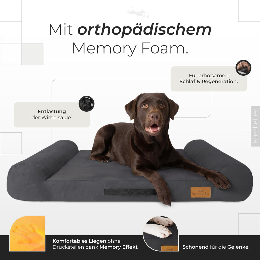 Orthopädisches Hundebett - Kuscheltier in Dark