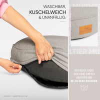 Rundes Orthopädisches Hundebett - Murmeltier in Dunkelgrau