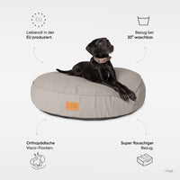 Rundes Orthopädisches Hundebett - Murmeltier in Dunkelgrau