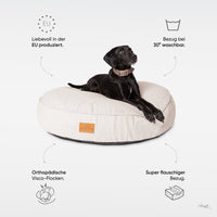 Rundes Orthopädisches Hundebett - Murmeltier in Hellgrau