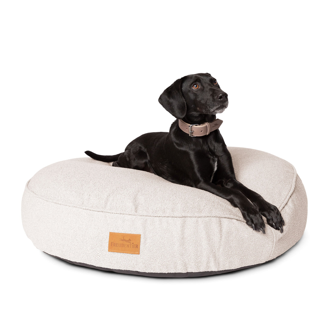 Rundes Orthopädisches Hundebett - Murmeltier in Hellgrau