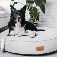 Rundes Orthopädisches Hundebett - Murmeltier in Hellgrau