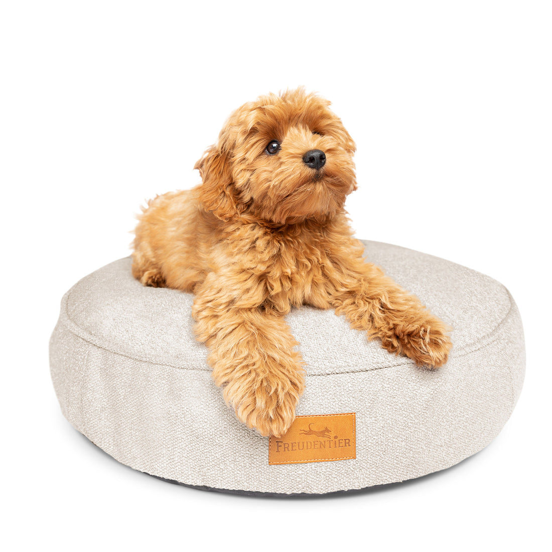 Rundes Orthopädisches Hundebett - Murmeltier in Hellgrau
