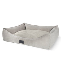 Orthopädisches Hundebett aus Cord/Velour Mix - VelvetTwist in Grau