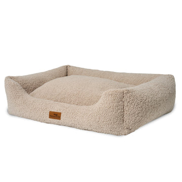 Orthopädisches Hundebett aus Teddy - Kuschelbär in Greige
