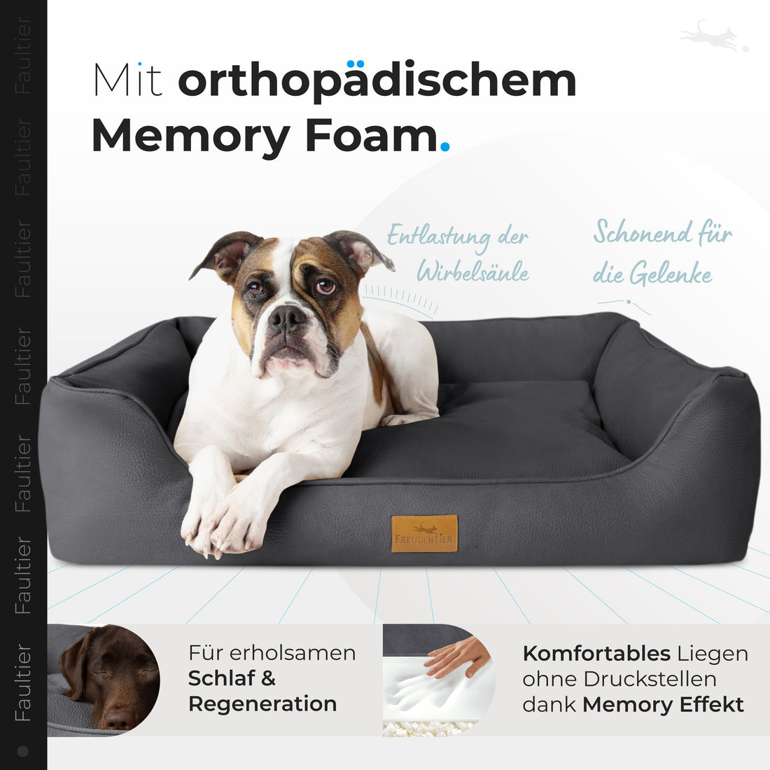 Orthopädisches Hundebett - Faultier in Anthrazit