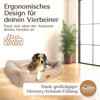 NEU: Orthopädisches Hundebett aus Teddy - Kuschelbär in Greige