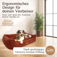 NEU: Orthopädisches Hundebett aus Teddy - Kuschelbär in Herbstlaub | Limited Edition