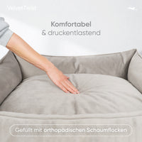 Orthopädisches Hundebett aus Cord/Velour Mix - VelvetTwist in Grau