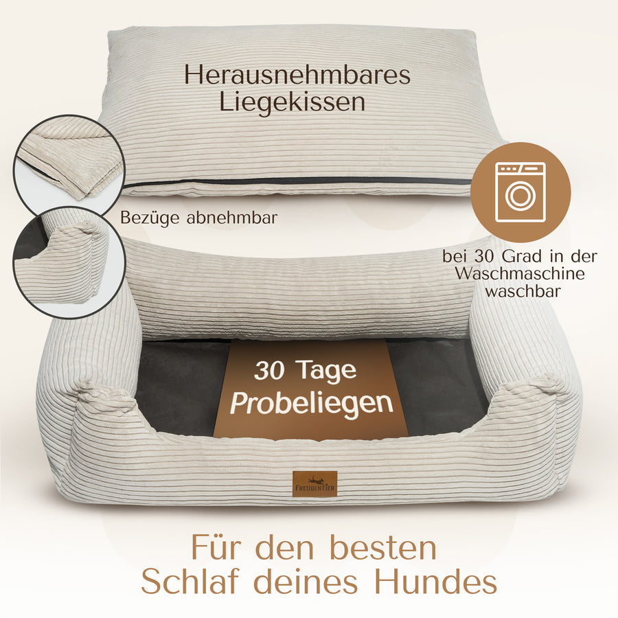 NEU: Orthopädisches Hundebett aus Cord - Cordelle in Creme