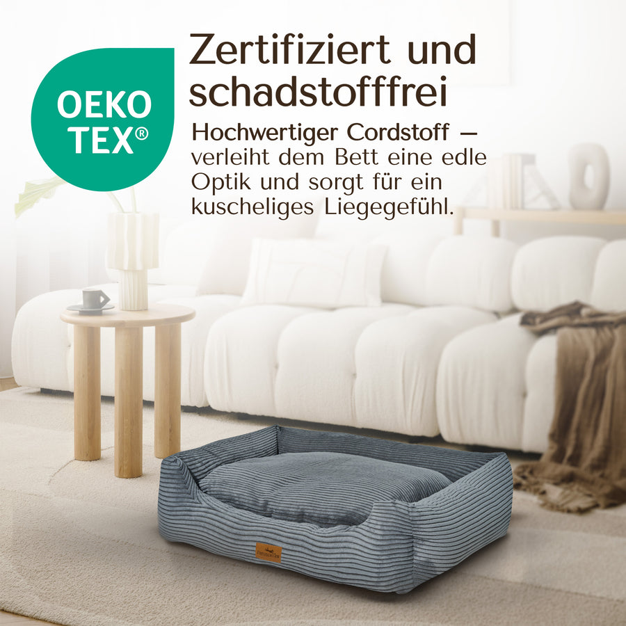 NEU: Orthopädisches Hundebett aus Cord - Cordelle in Dunkelgrau