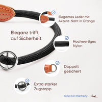 Hundehalsband mit Zugstopp - Harmony Kollektion in schwarz