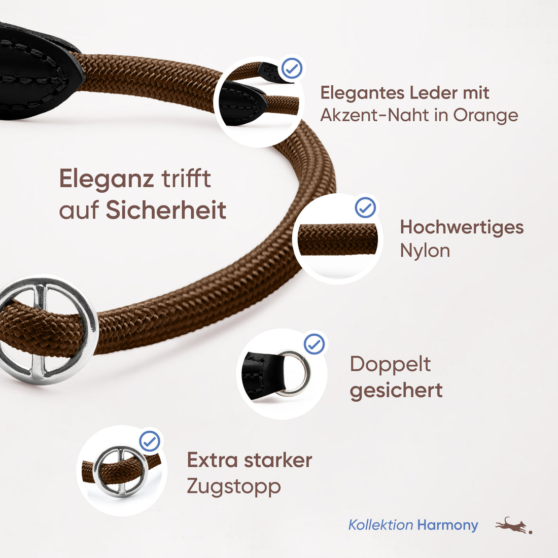 Hundehalsband mit Zugstopp - Harmony Kollektion in Chocolate