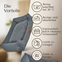 NEU: Orthopädisches Hundebett aus Cord - Cordelle in Dunkelgrau