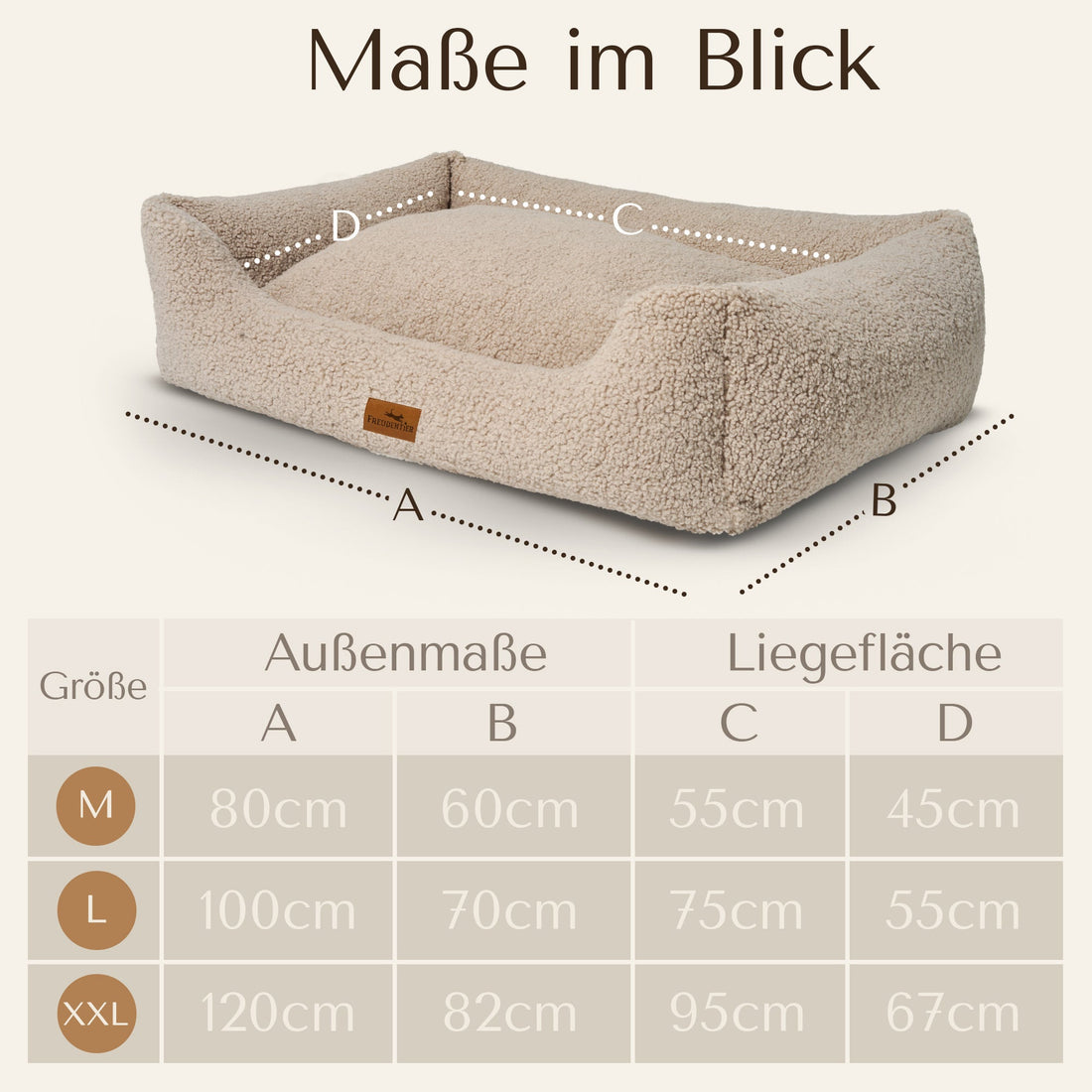 Orthopädisches Hundebett aus Teddy - Kuschelbär Kollektion in Greige