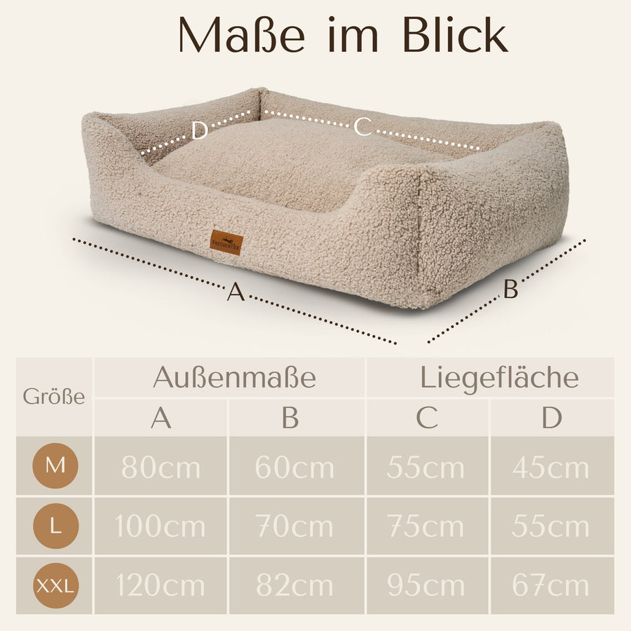 Orthopädisches Hundebett aus Teddy - Kuschelbär Kollektion in Greige
