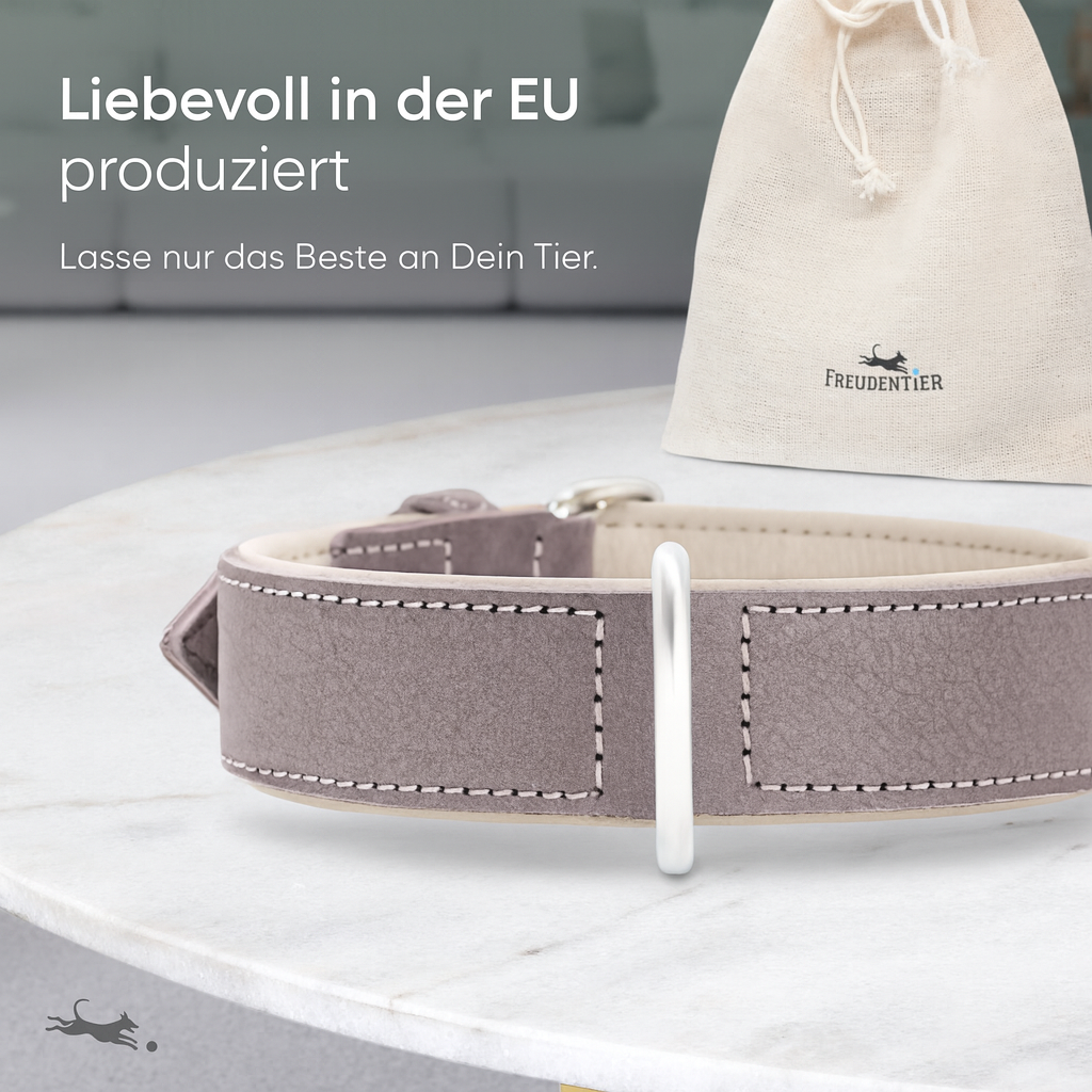 Hundehalsband aus Leder - Amstelpark Kollektion in Graubraun