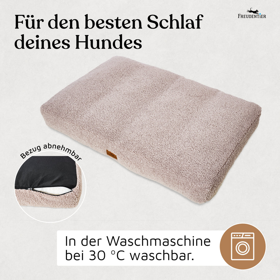 NEU: Orthopädisches Hundekissen aus Teddy - Kuschelbär Kollektion in Greige