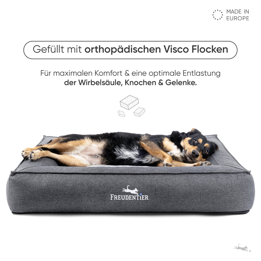 Orthopädisches Box Hundebett - Siebenschläfer in Anthrazit